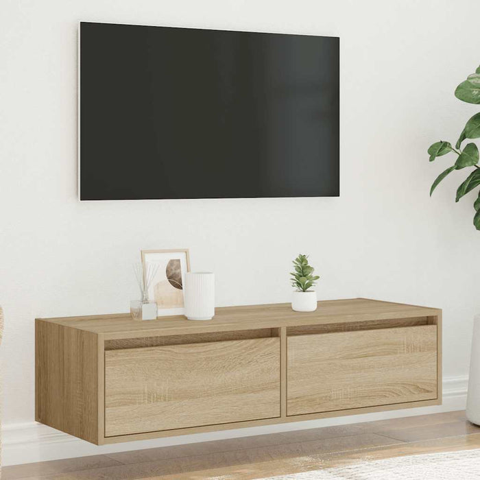 Comodă TV cu lumini LED, stejar sonoma, 100X35,5x25 cm - WALTI WALTI