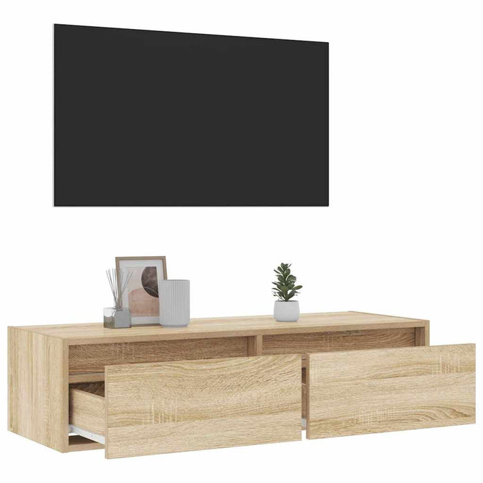 Comodă TV cu lumini LED, stejar sonoma, 100X35,5x25 cm - WALTI WALTI