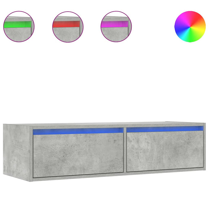 Comodă TV cu lumini LED, gri beton, 100X35,5x25 cm - WALTI WALTI