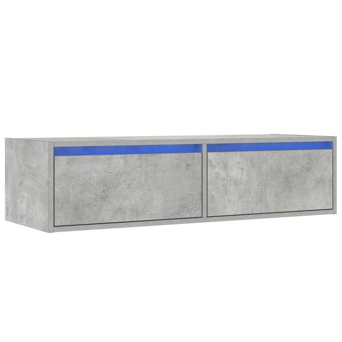 Comodă TV cu lumini LED, gri beton, 100X35,5x25 cm - WALTI WALTI