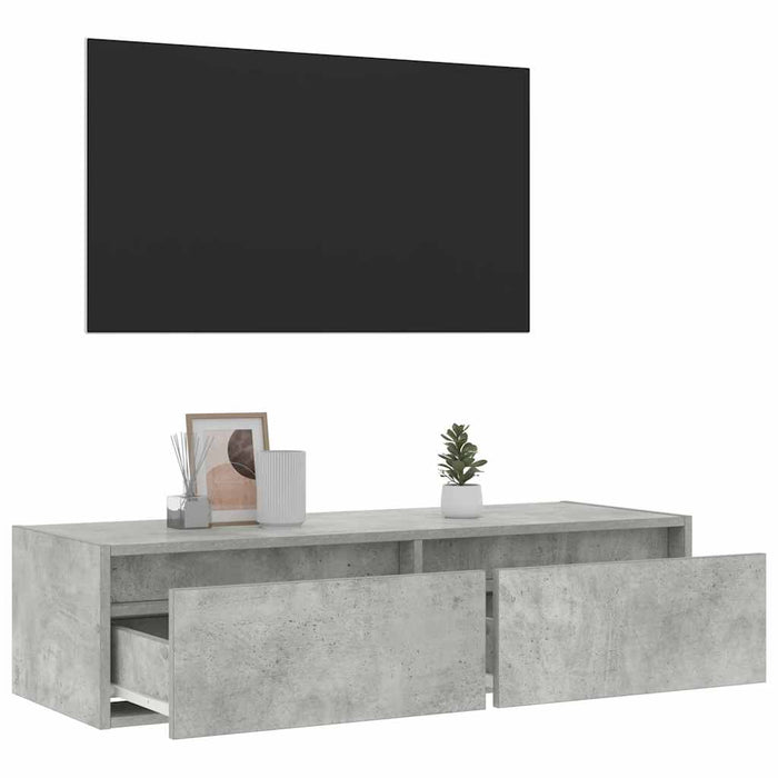 Comodă TV cu lumini LED, gri beton, 100X35,5x25 cm - WALTI WALTI