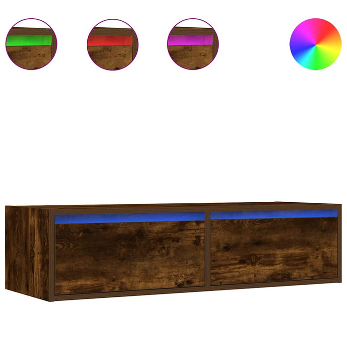 Comodă TV cu lumini LED, stejar fumuriu,100X35,5x25 cm - WALTI WALTI