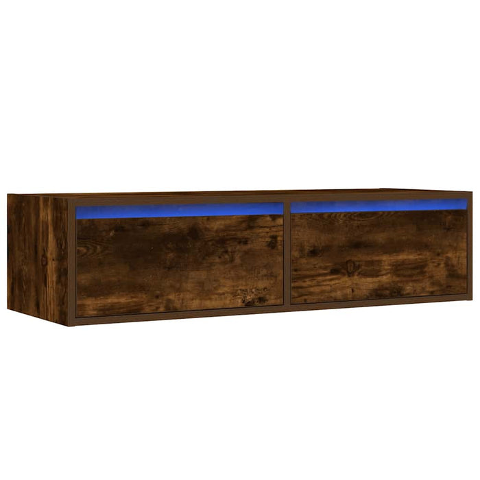 Comodă TV cu lumini LED, stejar fumuriu,100X35,5x25 cm - WALTI WALTI