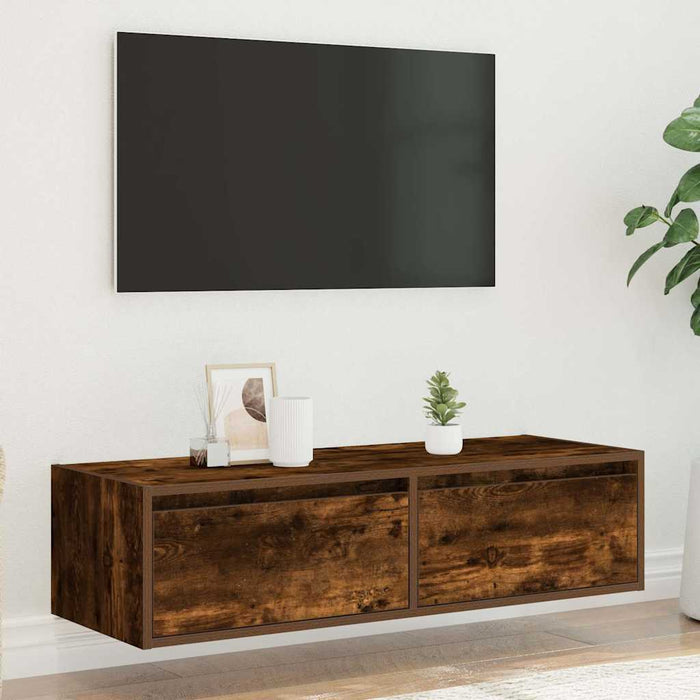 Comodă TV cu lumini LED, stejar fumuriu,100X35,5x25 cm - WALTI WALTI