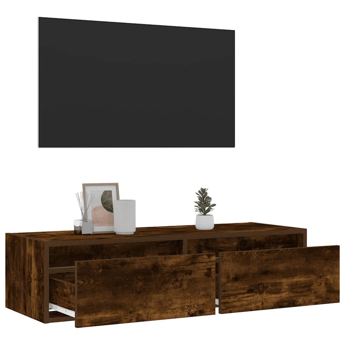 Comodă TV cu lumini LED, stejar fumuriu,100X35,5x25 cm - WALTI WALTI