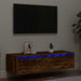 Comodă TV cu lumini LED, stejar fumuriu,100X35,5x25 cm - WALTI WALTI