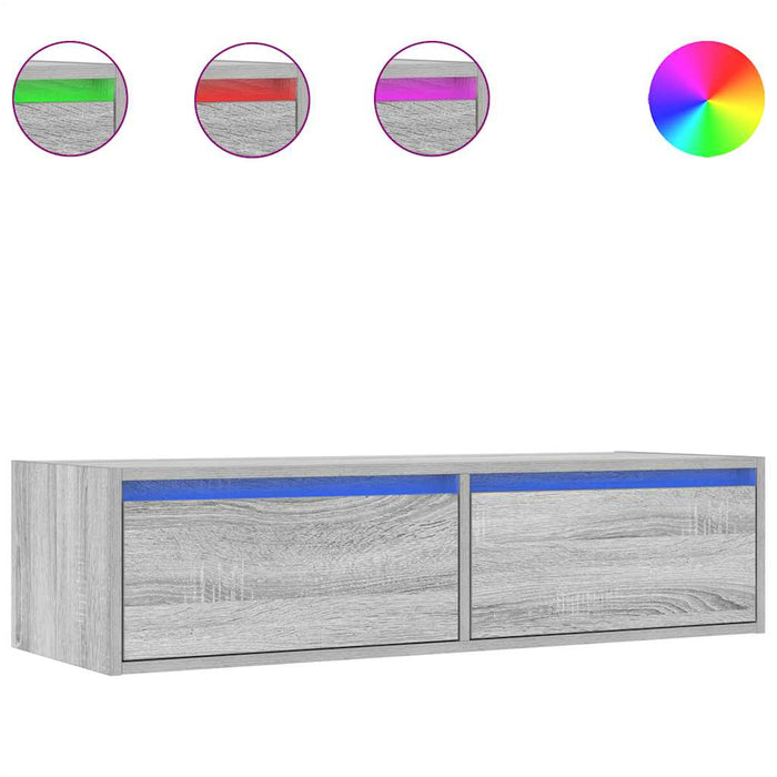 Comodă TV cu lumini LED, gri sonoma, 100X35,5x25 cm - WALTI WALTI