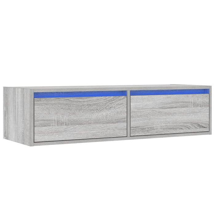 Comodă TV cu lumini LED, gri sonoma, 100X35,5x25 cm - WALTI WALTI