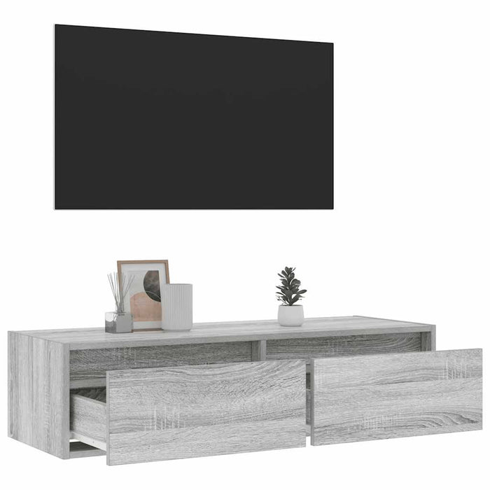 Comodă TV cu lumini LED, gri sonoma, 100X35,5x25 cm - WALTI WALTI