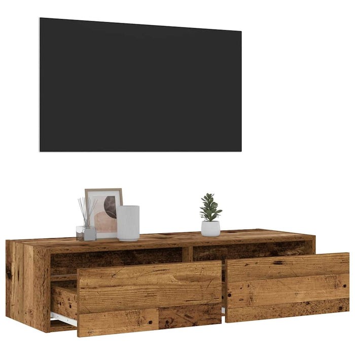 Comodă TV cu lumini LED, lemn vechi, 100X35,5x25 cm - WALTI WALTI
