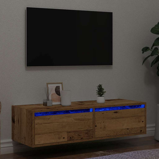 Comodă TV cu lumini LED, lemn vechi, 100X35,5x25 cm - WALTI WALTI