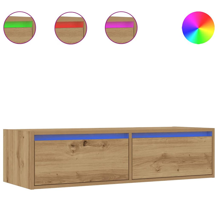 Comodă TV cu lumini LED, stejar artizanal, 100X35,5x25 cm - WALTI WALTI
