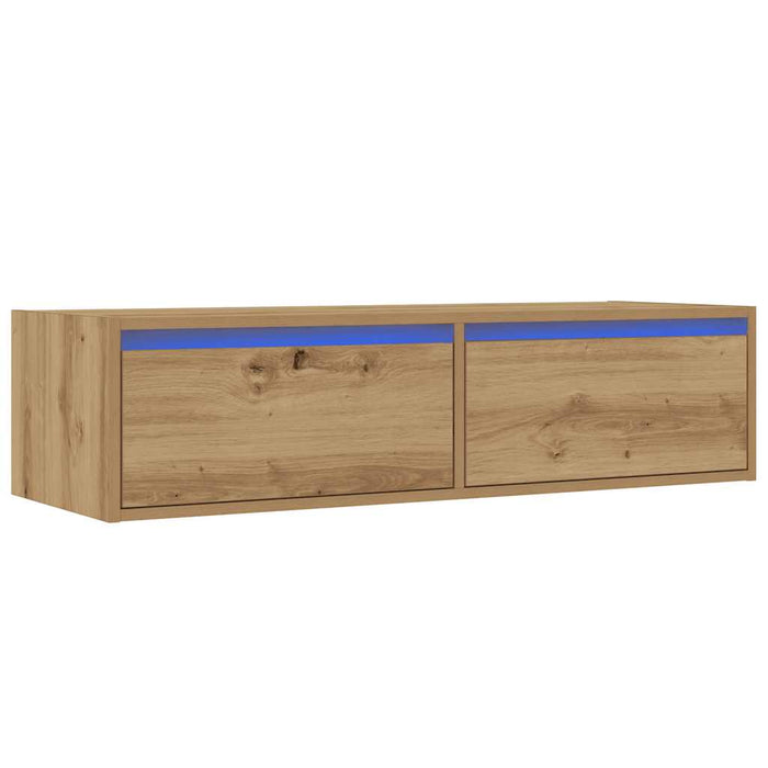 Comodă TV cu lumini LED, stejar artizanal, 100X35,5x25 cm - WALTI WALTI