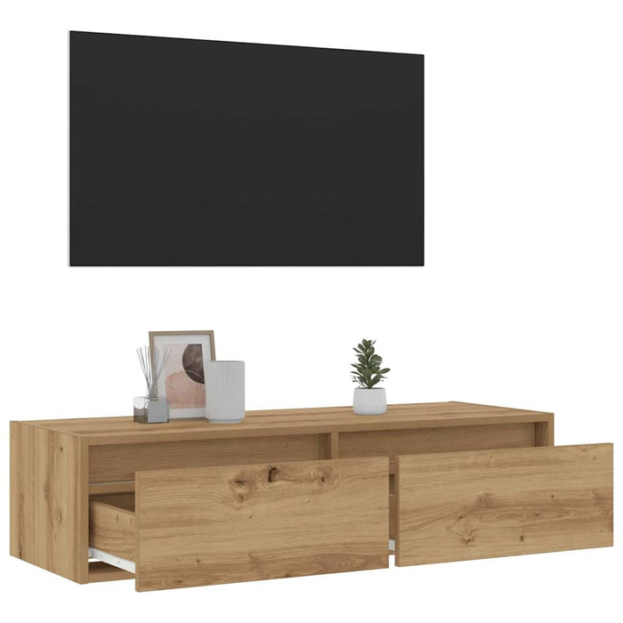 Comodă TV cu lumini LED, stejar artizanal, 100X35,5x25 cm - WALTI WALTI