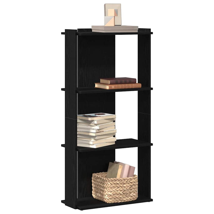 Bibliotecă cu 3 niveluri, negru, 60x30x120 cm, lemn prelucrat - WALTI WALTI