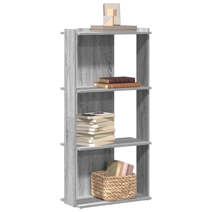 Bibliotecă cu 3 niveluri gri sonoma 60x30x120 cm lemn prelucrat - WALTI WALTI