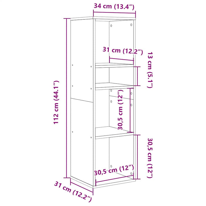 Bibliotecă, stejar artizanal, 34x31x112 cm, lemn prelucrat WALTI