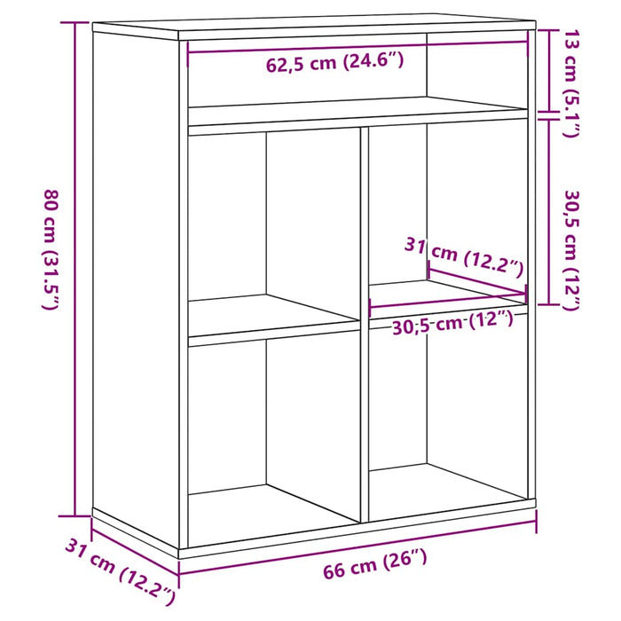 Bibliotecă, gri sonoma, 66x31x80 cm, lemn prelucrat - WALTI WALTI