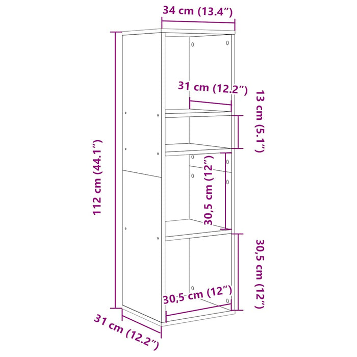 Bibliotecă, gri beton, 34x31x112 cm, lemn prelucrat WALTI