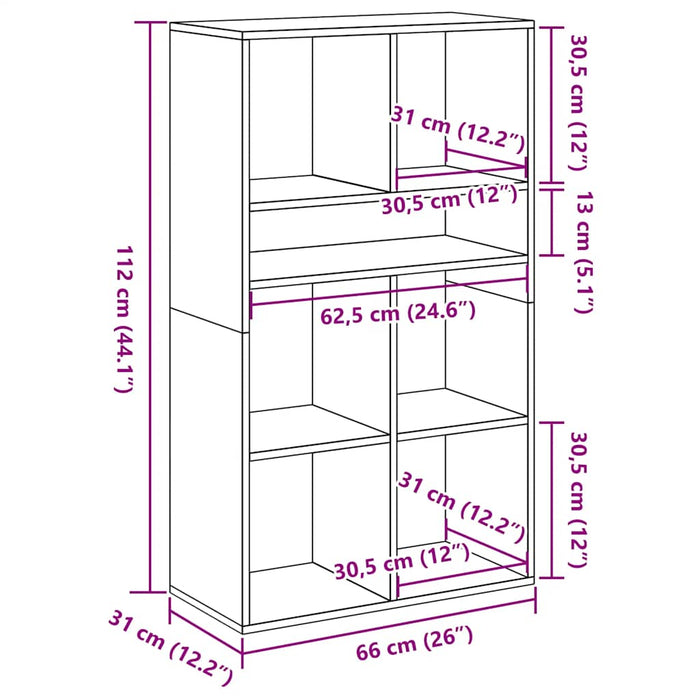 Bibliotecă, alb, 66x31x112 cm, lemn prelucrat - WALTI WALTI