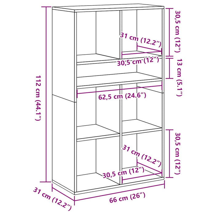 Bibliotecă, stejar maro, 66x31x112 cm, lemn prelucrat - WALTI WALTI