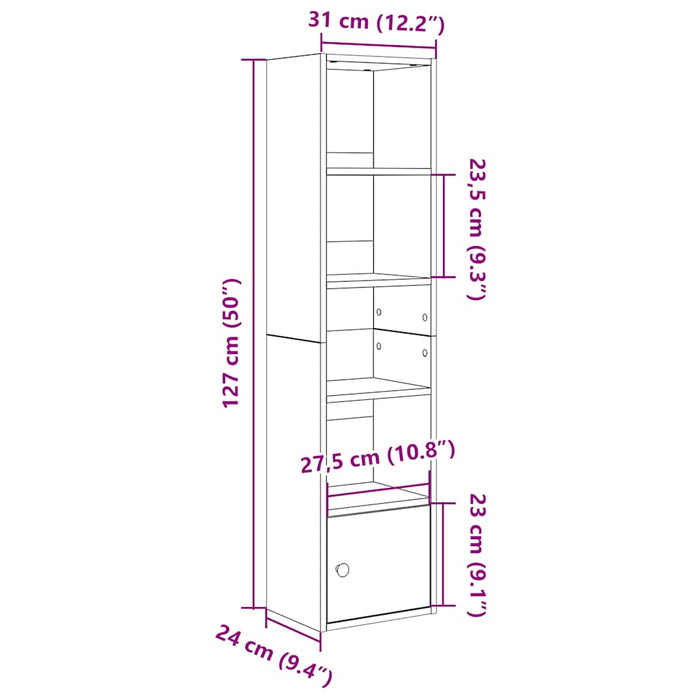 Bibliotecă, alb, 31x24x127 cm, lemn prelucrat - WALTI WALTI