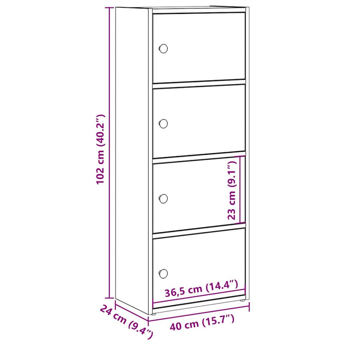 Bibliotecă albă 40x24x102 cm din lemn prelucrat - WALTI WALTI