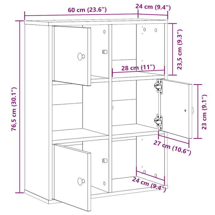 Bibliotecă, alb, 60x24x76,5 cm, lemn prelucrat - WALTI WALTI