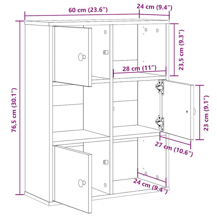 Bibliotecă, gri beton, 60x24x76,5 cm, lemn prelucrat - WALTI WALTI