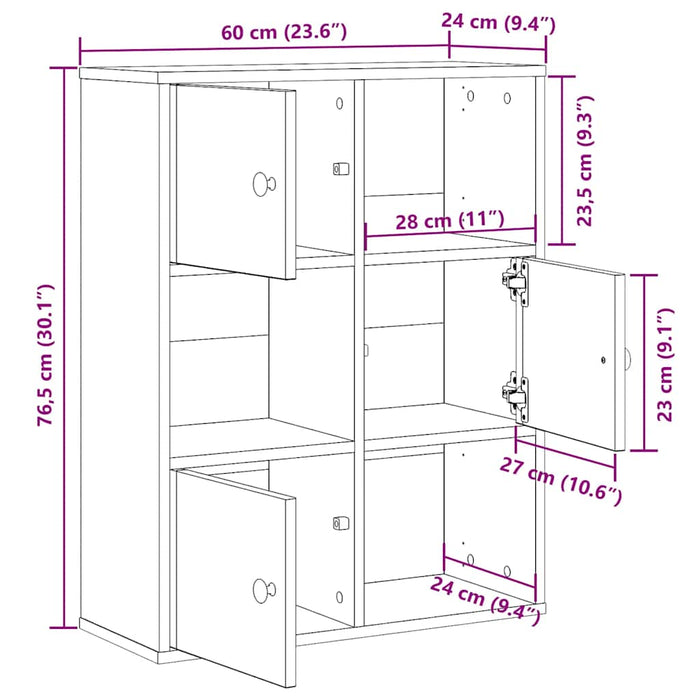 Bibliotecă, lemn vechi, 60x24x76,5 cm, lemn prelucrat - WALTI WALTI