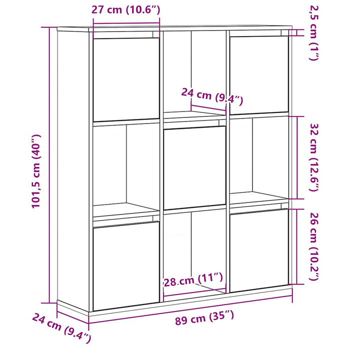 Bibliotecă, alb, 89x24x101,5 cm, lemn prelucrat - WALTI WALTI