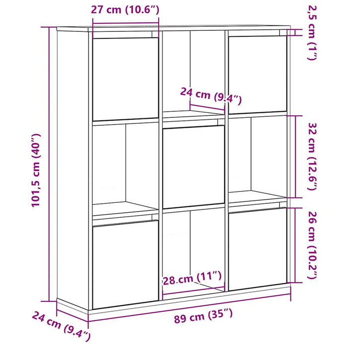 Bibliotecă, gri beton, 89x24x101,5 cm, lemn prelucrat - WALTI WALTI