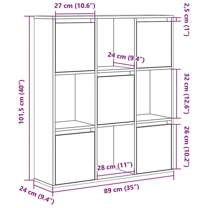 Bibliotecă, stejar fumuriu, 89x24x101,5 cm, lemn prelucrat - WALTI WALTI