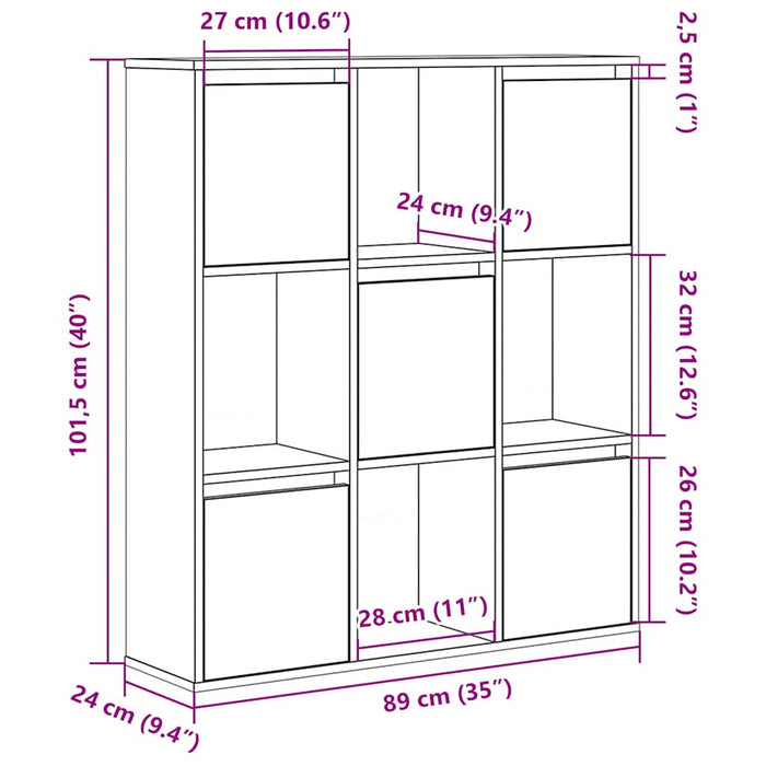 Bibliotecă, stejar maro, 89x24x101,5 cm, lemn prelucrat - WALTI WALTI