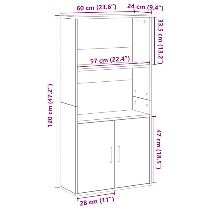 Bibliotecă Stejar negru 60x24x120 cm Lemn prelucrat - WALTI WALTI