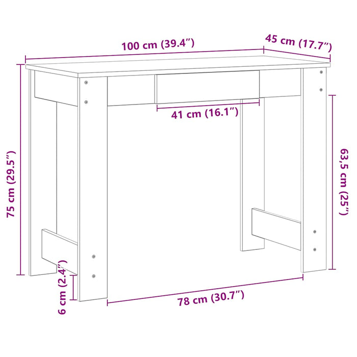 Birou, stejar sonoma,100x45x75 cm, lemn prelucrat - WALTI WALTI