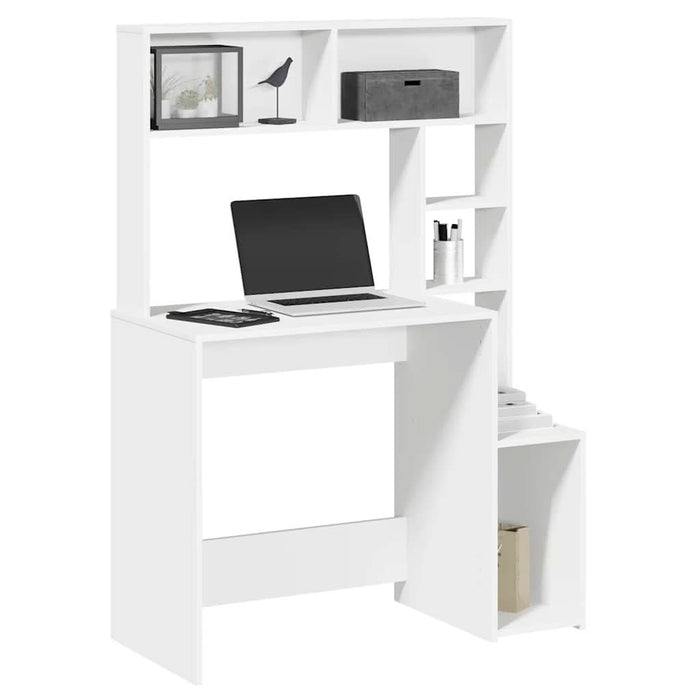 Birou cu rafturi, alb, 100x45x140 cm, lemn compozit - WALTI WALTI