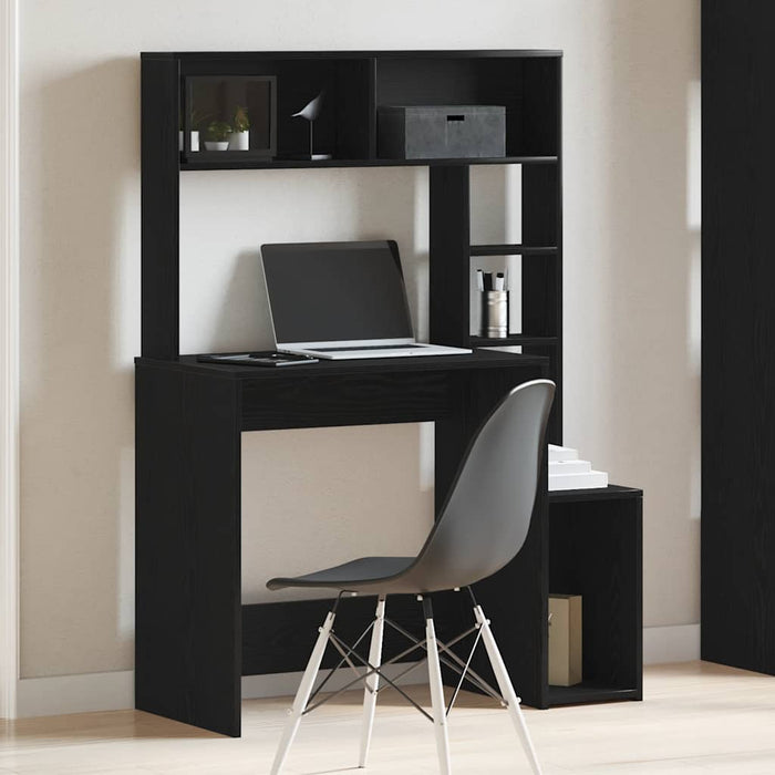 Birou cu rafturi, negru, 100x45x140 cm, lemn compozit - WALTI WALTI