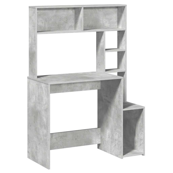 Birou cu rafturi, gri beton, 100x45x140 cm, lemn compozit - WALTI WALTI