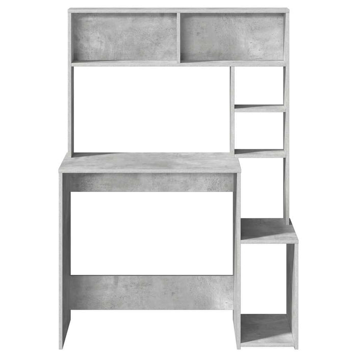 Birou cu rafturi, gri beton, 100x45x140 cm, lemn compozit - WALTI WALTI