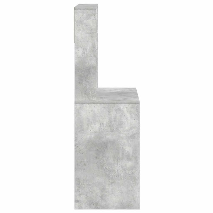 Birou cu rafturi, gri beton, 100x45x140 cm, lemn compozit - WALTI WALTI