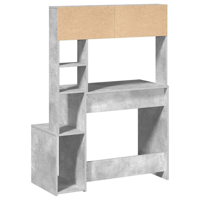 Birou cu rafturi, gri beton, 100x45x140 cm, lemn compozit - WALTI WALTI