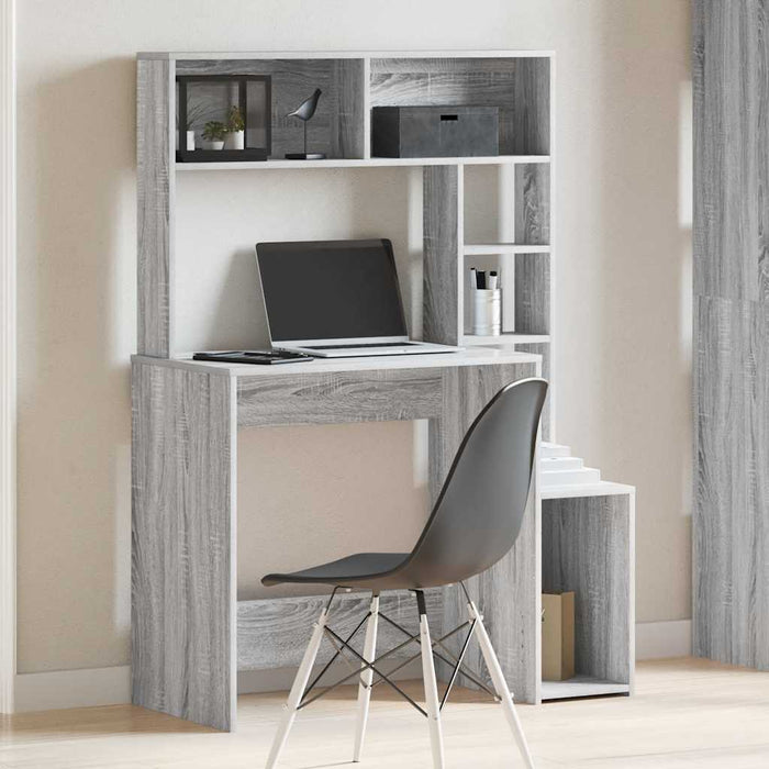 Birou cu rafturi, gri sonoma, 100x45x140 cm, lemn compozit - WALTI WALTI