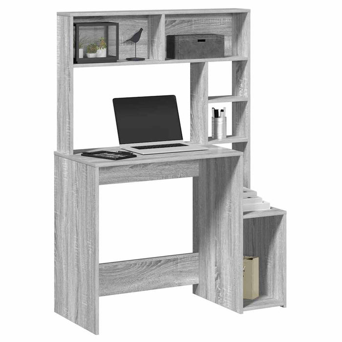 Birou cu rafturi, gri sonoma, 100x45x140 cm, lemn compozit - WALTI WALTI