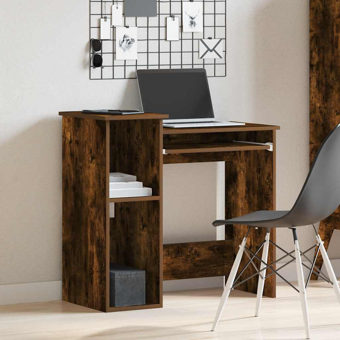 Birou cu rafturi, stejar fumuriu, 84x40x78 cm, lemn compozit - WALTI WALTI