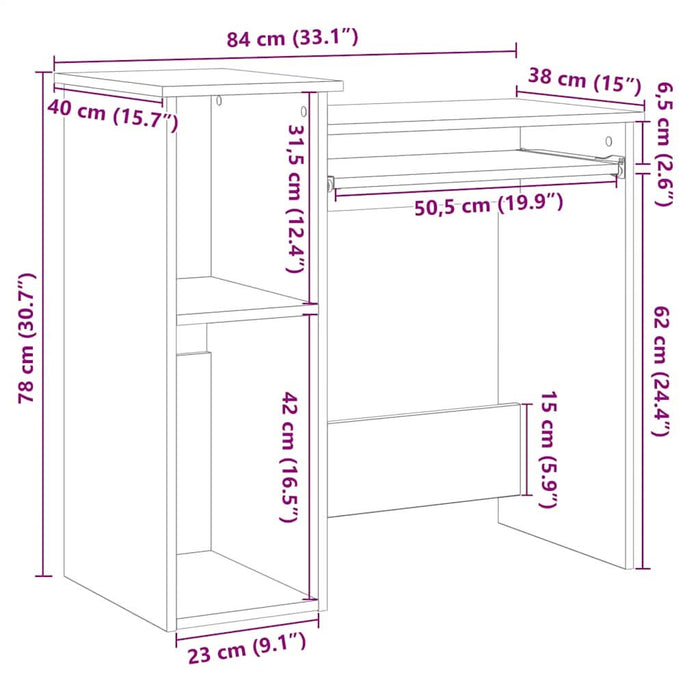 Birou cu rafturi stejar artizanal 84x40x78 cm, lemn prelucrat - WALTI WALTI