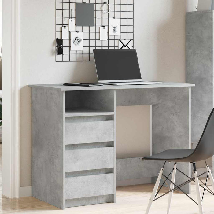 Birou, gri beton, 102x50x75 cm, lemn compozit - WALTI WALTI