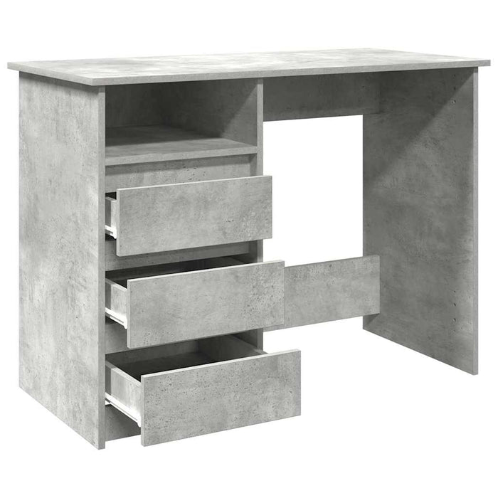 Birou, gri beton, 102x50x75 cm, lemn compozit - WALTI WALTI