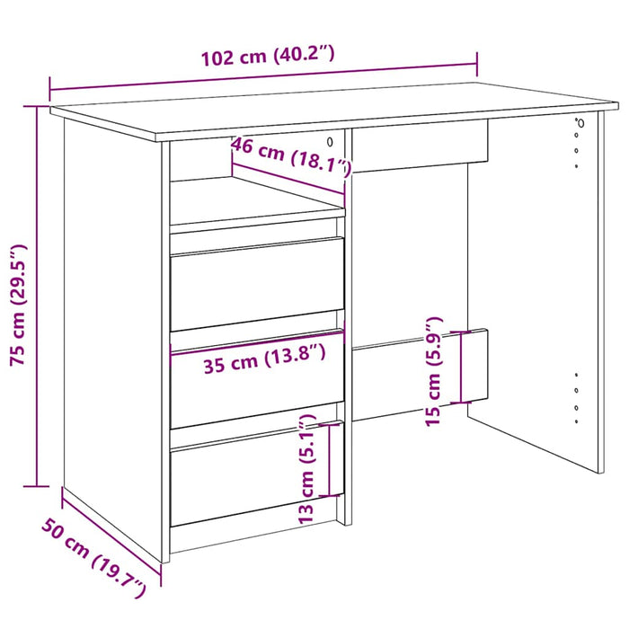 Birou din lemn vechi 102x50x75 cm din lemn prelucrat - WALTI WALTI