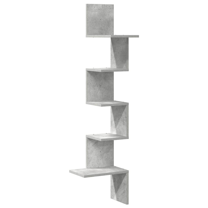 Raft de perete pentru colț, gri beton, 32x32x127,5 cm, PAL - WALTI WALTI